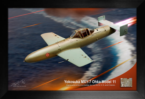 Japanese Yokosuka MXY-7 Ohka Aluminum Skin Relic Display