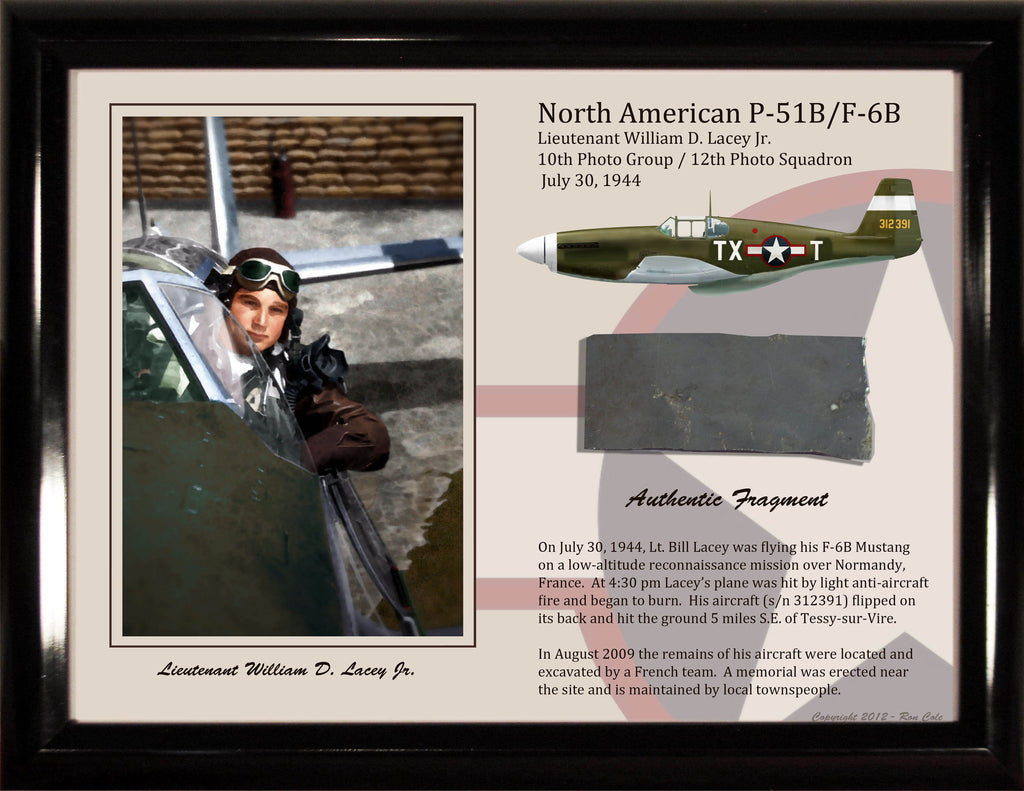 P-51B Mustang Lt. W. Lacey Authentic Relic Display - Cole's Aircraft