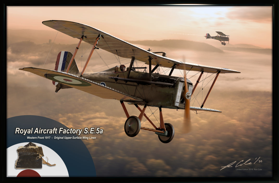 Royal Aircraft Factory S.E.5a Original Camouflaged Wing Linen Relic Display