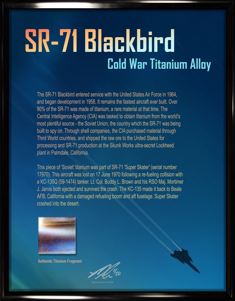 Lockheed SR-71 Blackbird Cold War Titanium Relic Display