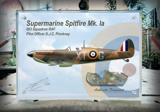Battle of Britain Spitfire Mk. Ia Combat Loss 6x8-inch Acrylic Desk Display
