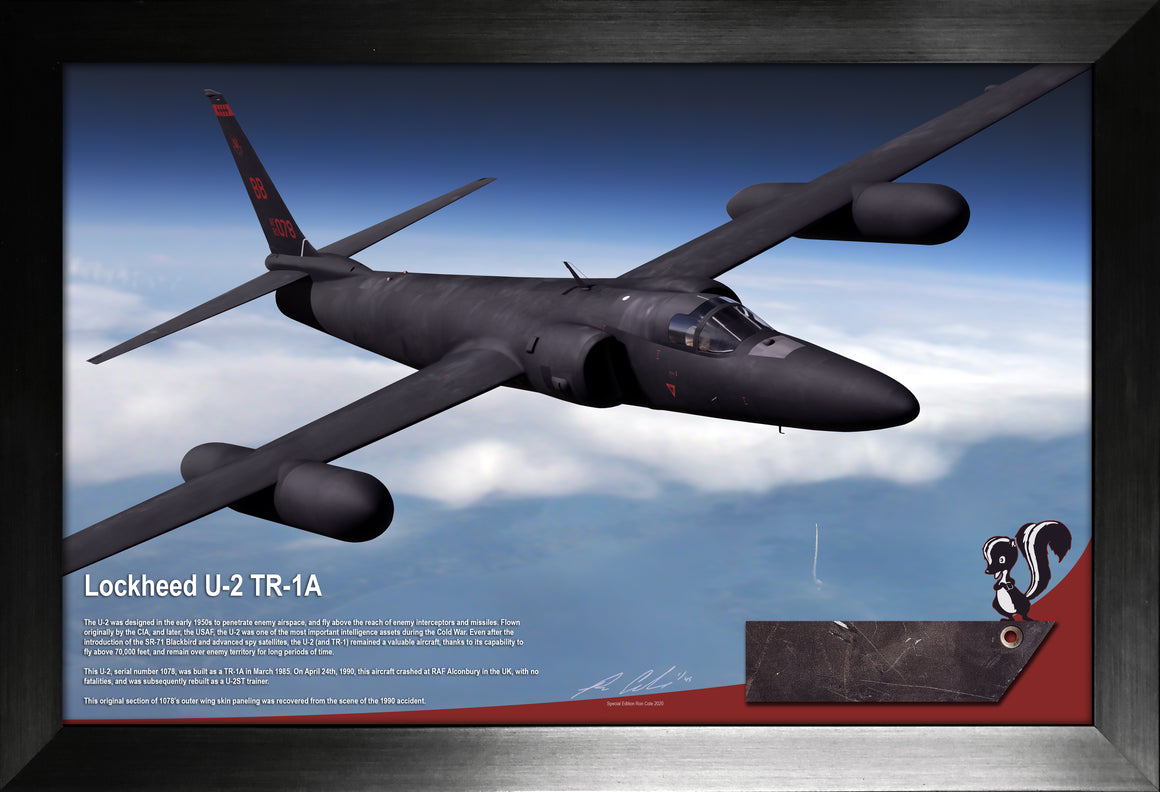 Lockheed U-2 'Spy Plane' s/n 80-1078 Black Aluminum Skin Relic Display 11x17