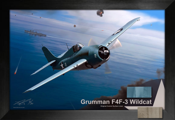 Grumman F4F-3 Wildcat Control Surface Linen Relic Display