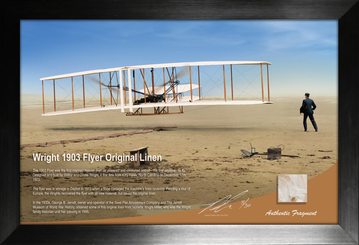 Wright 1903 Flyer Original 'First Flight' Linen Relic Display